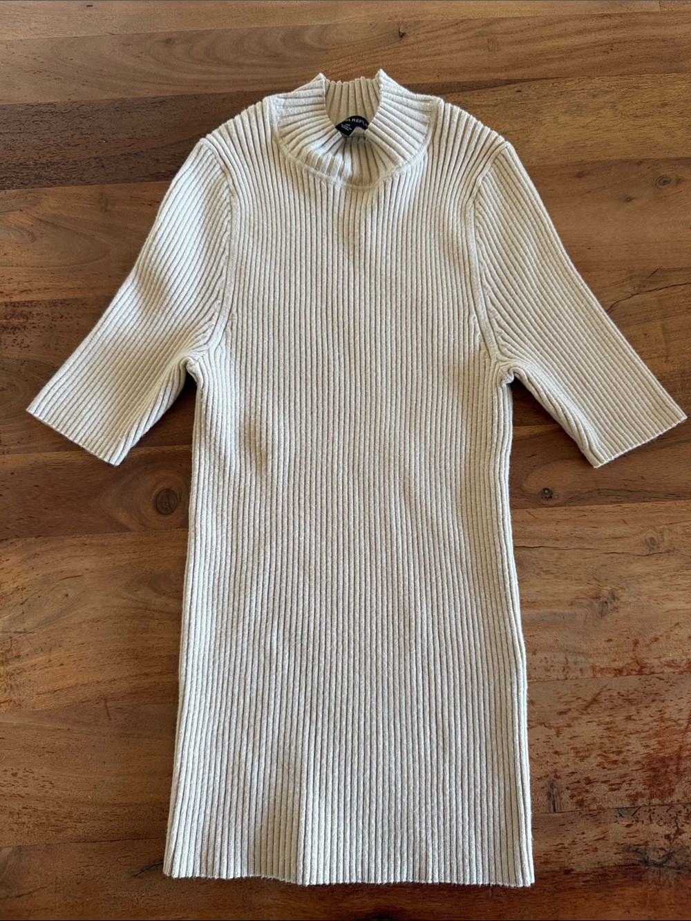 Banana Republic Cream Ribbed Sweater with Mock Neck